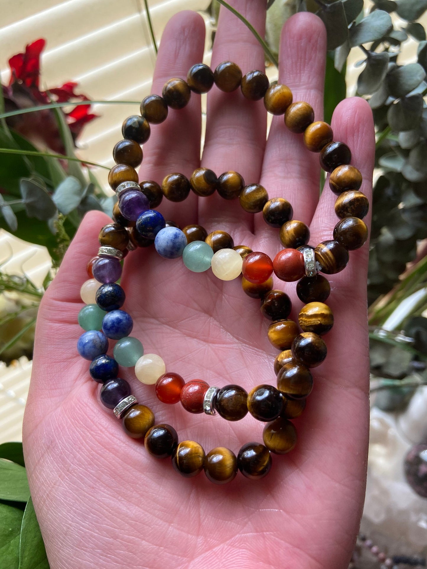 Chakra bracelet- 7 Chakra Bracelet- 7 Chakra Crystal Bracelet-Tiger Eye Bracelet