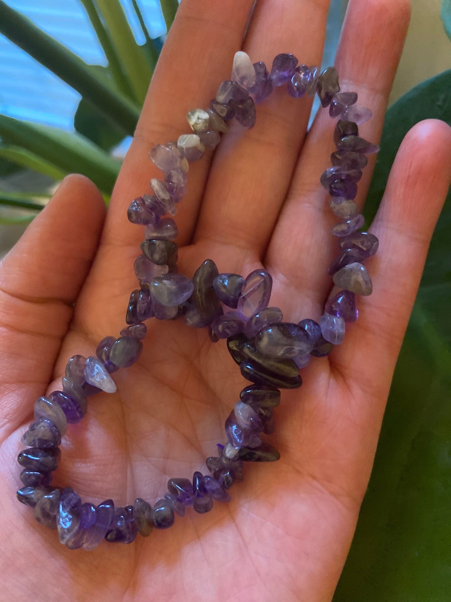 Amethyst Bracelet-Amethyst Chip Bracelet-Amethyst Crystal Bracelet