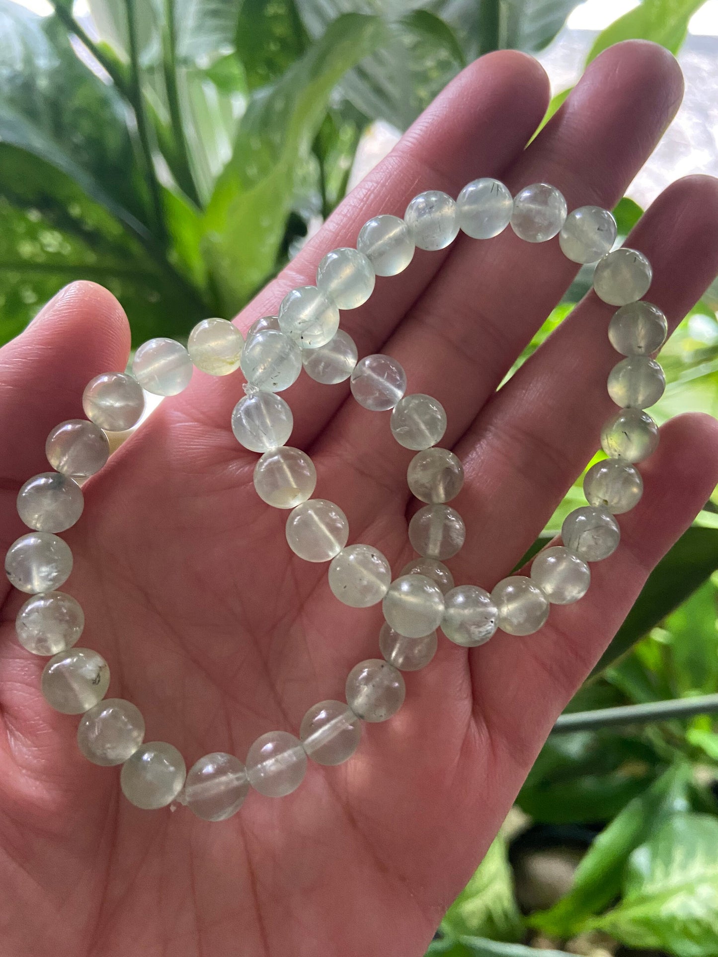Prehnite Bracelet- Green Prehnite Bracelet-Prehnite Crystal Bracelet