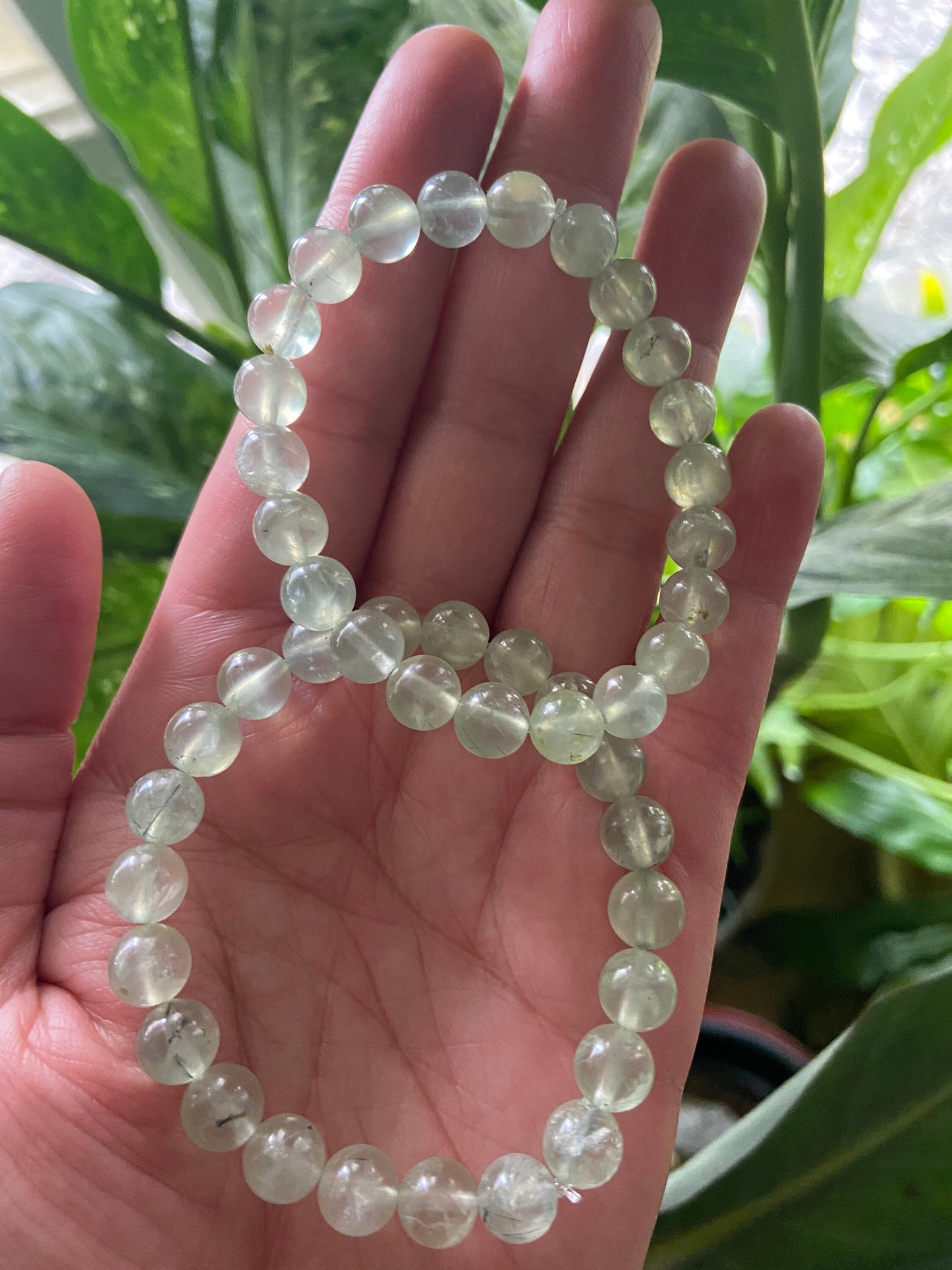 Prehnite Bracelet- Green Prehnite Bracelet-Prehnite Crystal Bracelet