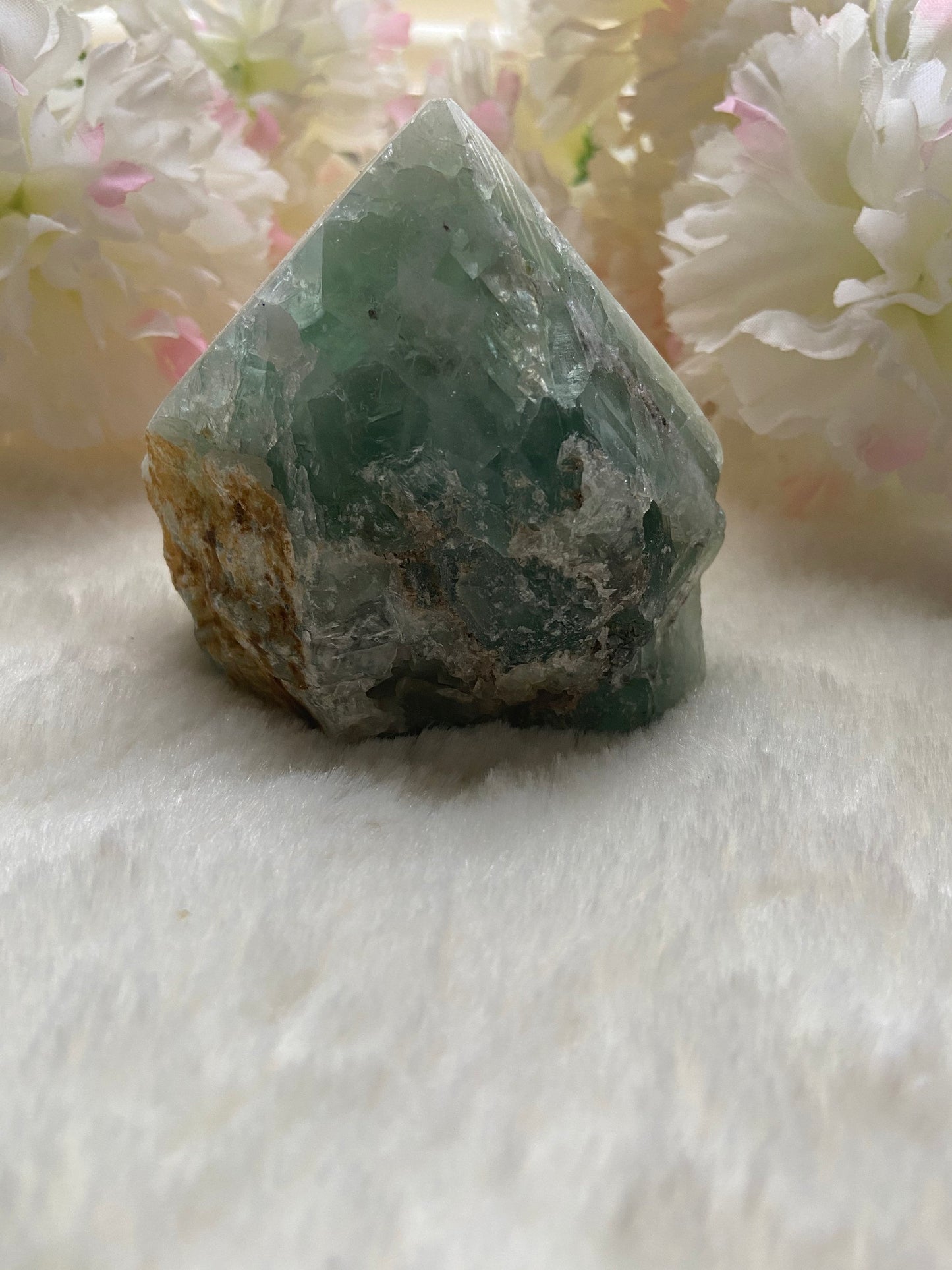 Green Fluorite Crystal-Green Fluorite Crystal Point-Green Fluorite Obelisk