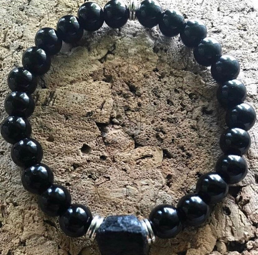 Black Tourmaline Bracelet-Black Tourmaline Crystal Bracelet