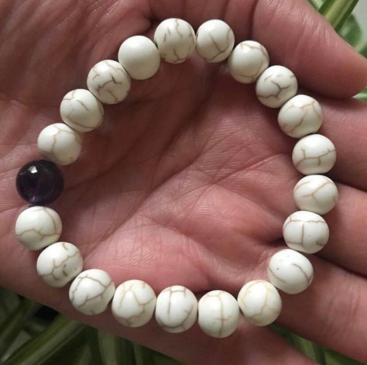 Howlite Bracelet-Howlite Crystal Bracelet-Howlite Stone Bracelet