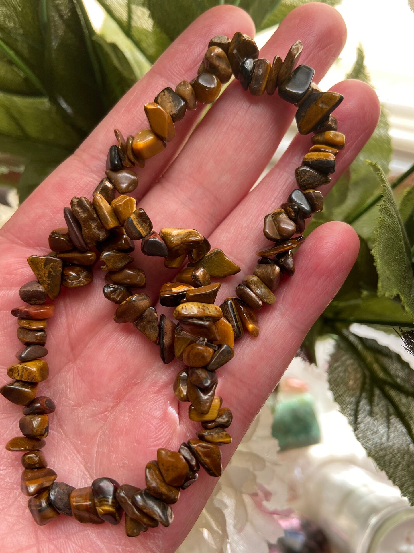 Tiger Eye Bracelet- Tiger Eye Crystal Bracelet- Tiger Eye Chip Bracelet- Solar Plexus Chakra