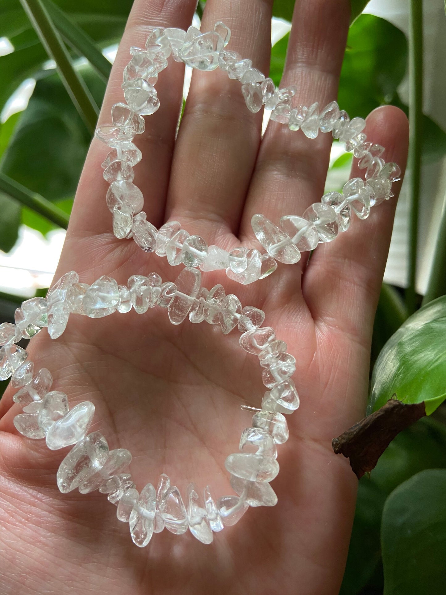 Clear Quartz Bracelet-Clear Quartz Chip Bracelet