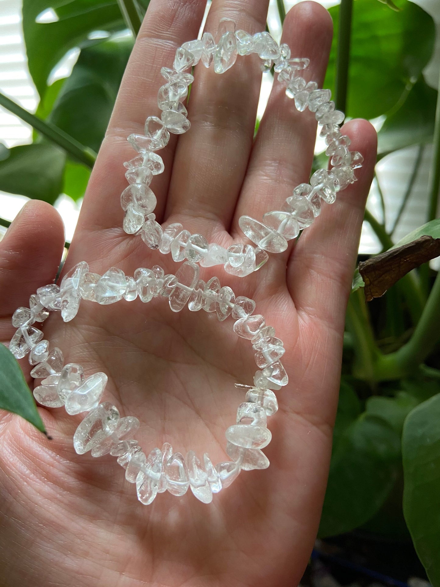 Clear Quartz Bracelet-Clear Quartz Chip Bracelet